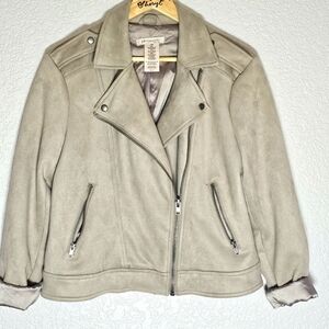 Philosophy Women’s Faux Suede Leather Beige Taupe Cream Jacket Large